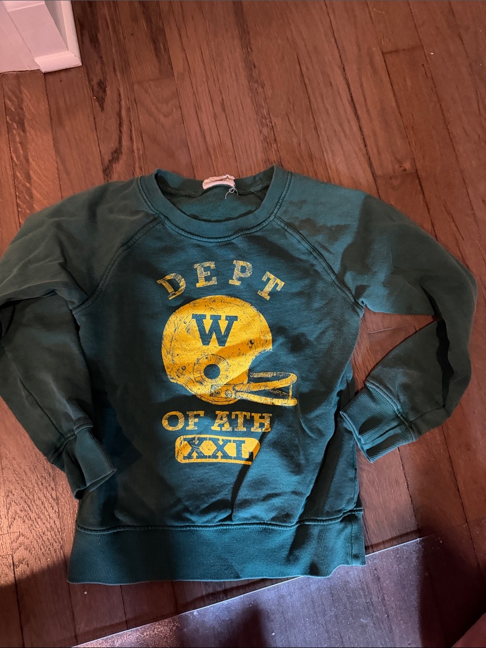 Kids Green Sweatshirt with Yellow Helmet Graphic